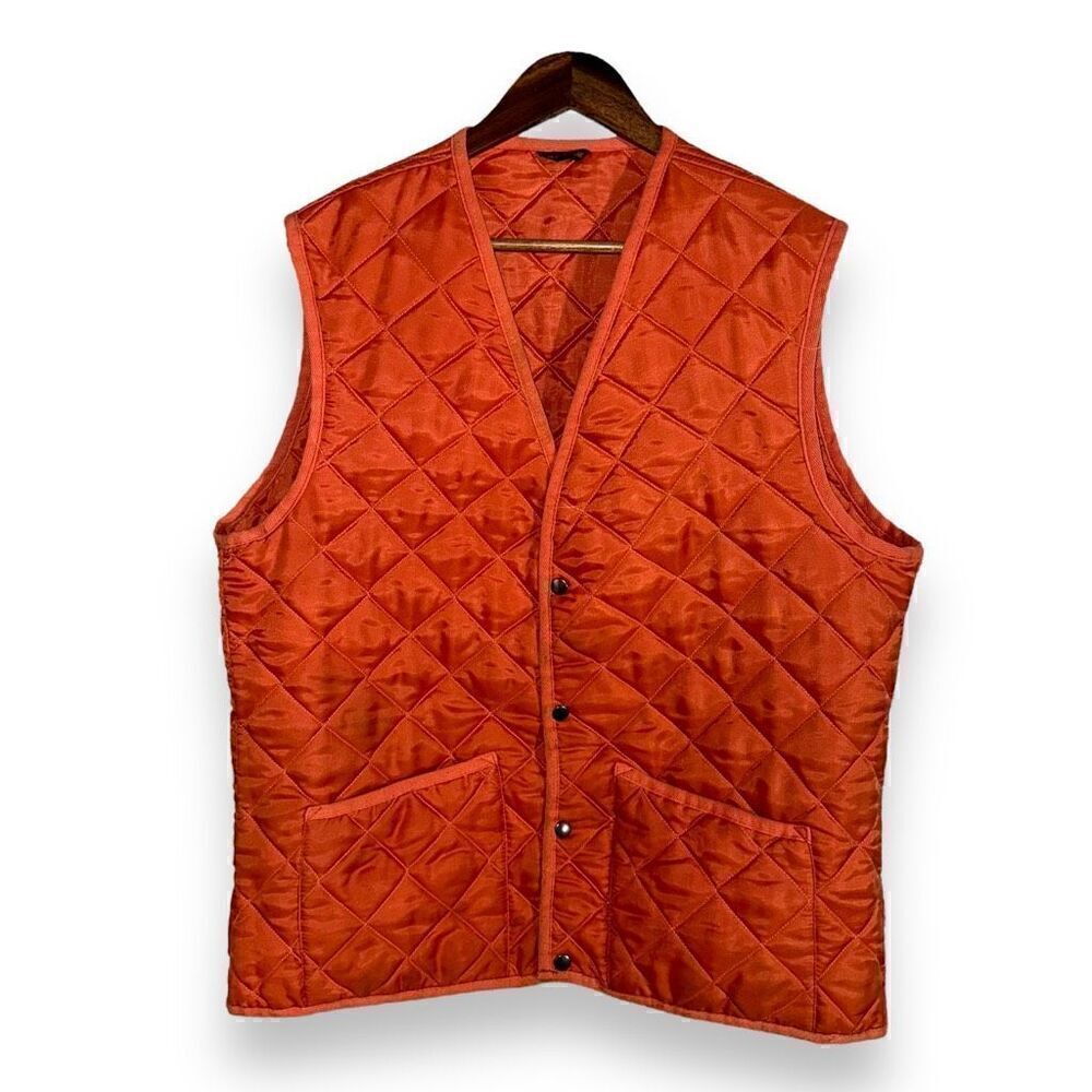 Oxxford Clothes Hunter Orange Icon Quilted Gilet Vest Size XL